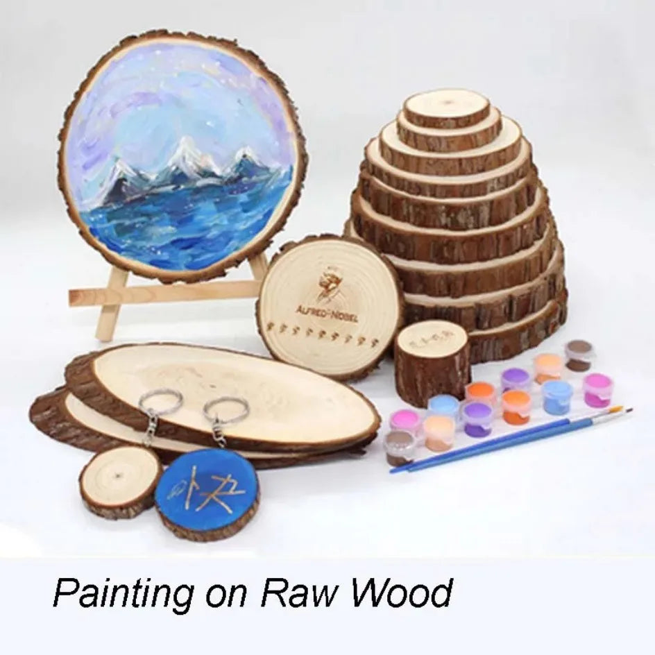 Natural Pine Wood Slices with Bark