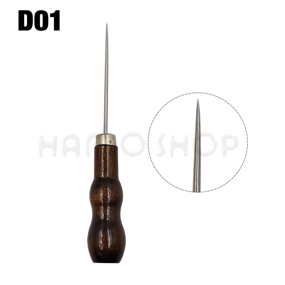 Wooden Handle Awl Sewing Stitching Tool