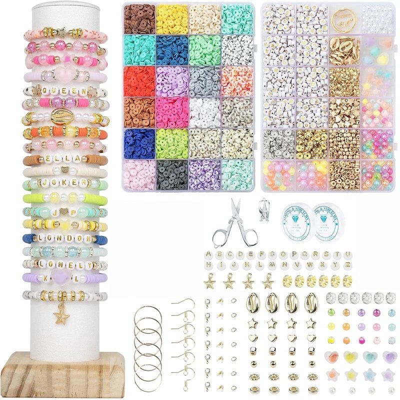 Rainbow Color Clay Beads Bracelet Making Kit