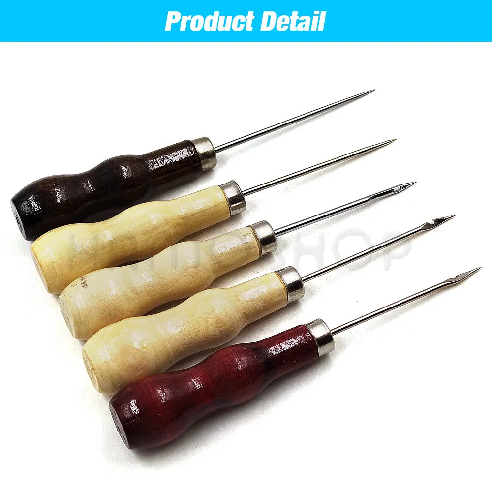 Wooden Handle Awl Sewing Stitching Tool