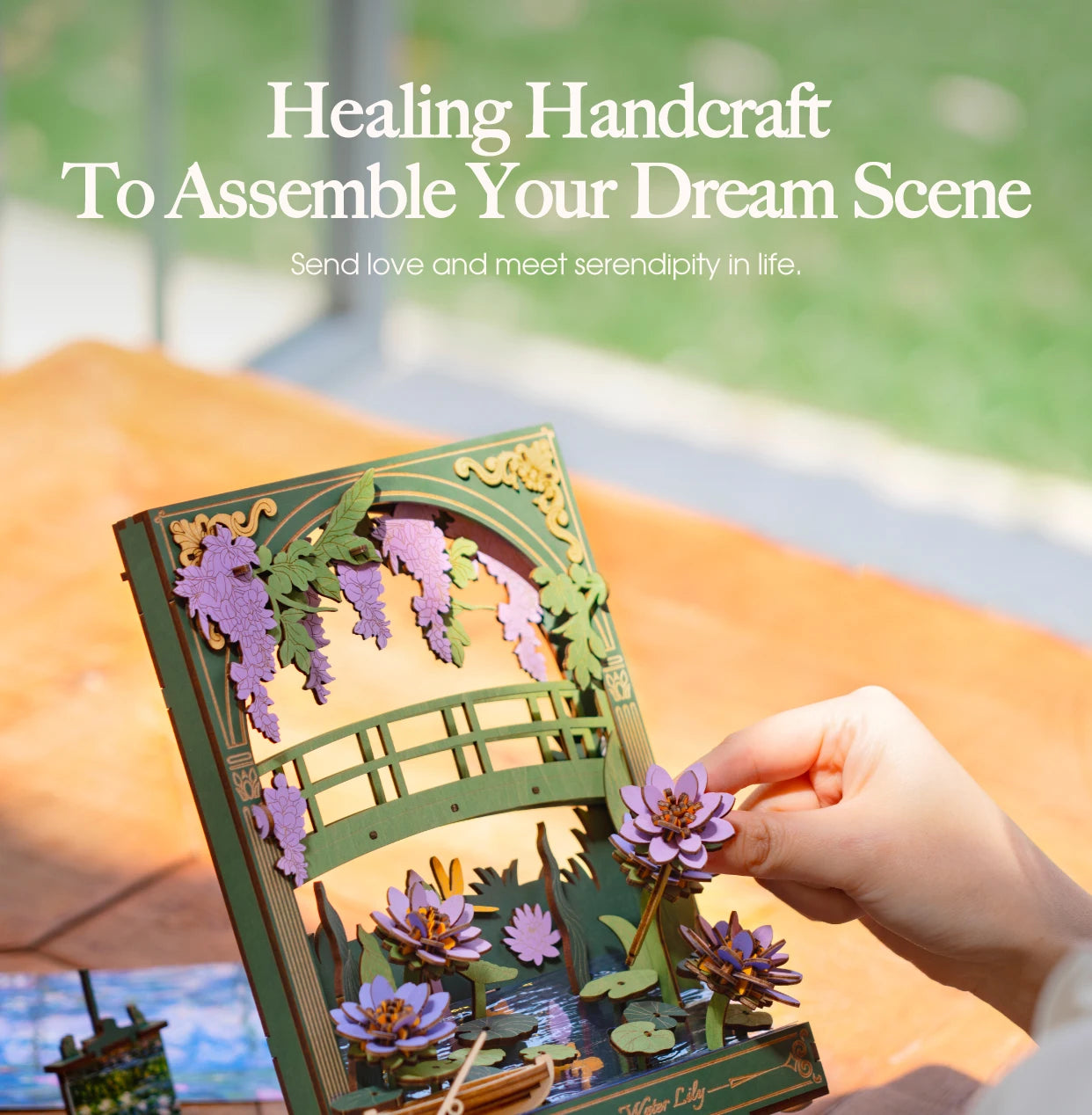 Robotime Glittering Water Lily 3D Wooden Puzzle with LED Light