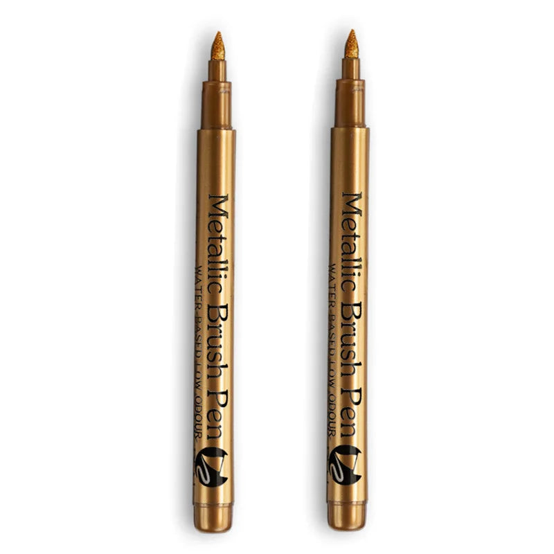 Metallic Brush Marker Pens – Gold & Silver