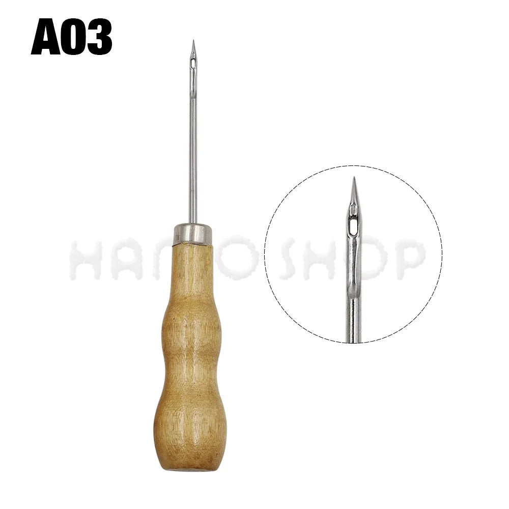 Wooden Handle Awl Sewing Stitching Tool