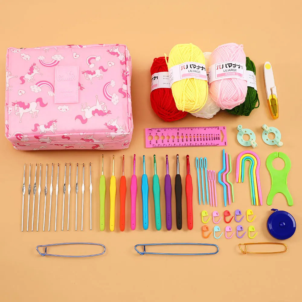59-Piece Beginner Crochet Hook Kit with Storage Bag
