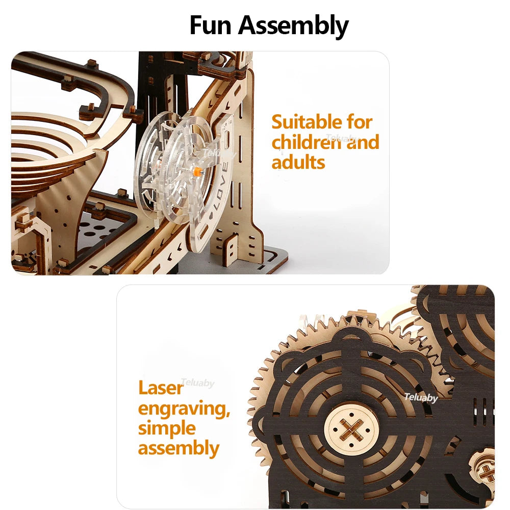 3D Wooden Marble Run Puzzle Kit