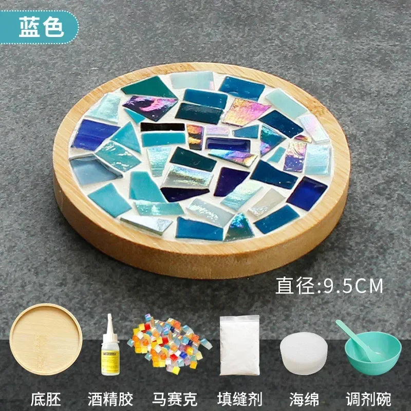 Handmade DIY Mosaic Cup Mat Bamboo Coaster