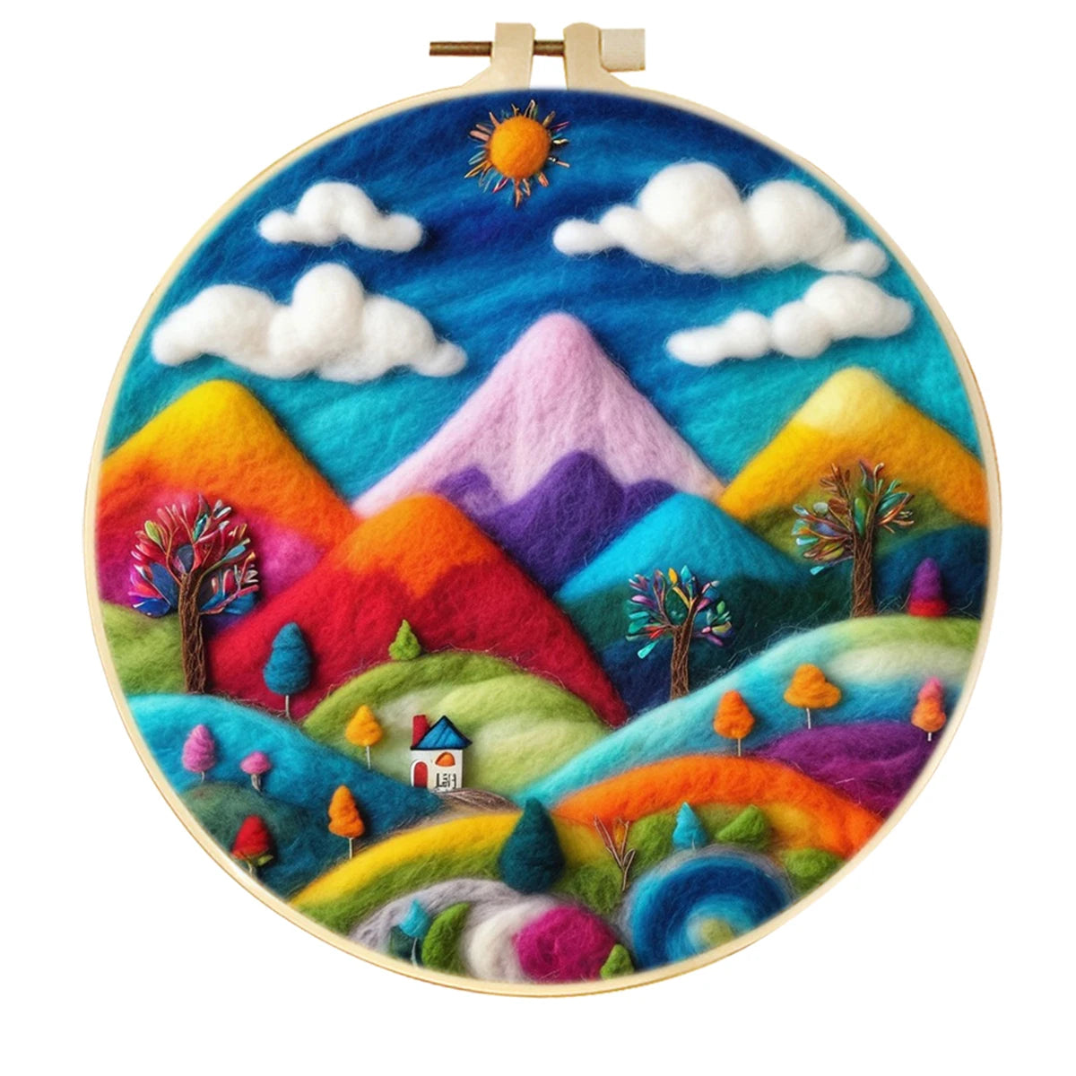 DIY Wool Felting Painting Kit - Colorful Mountains