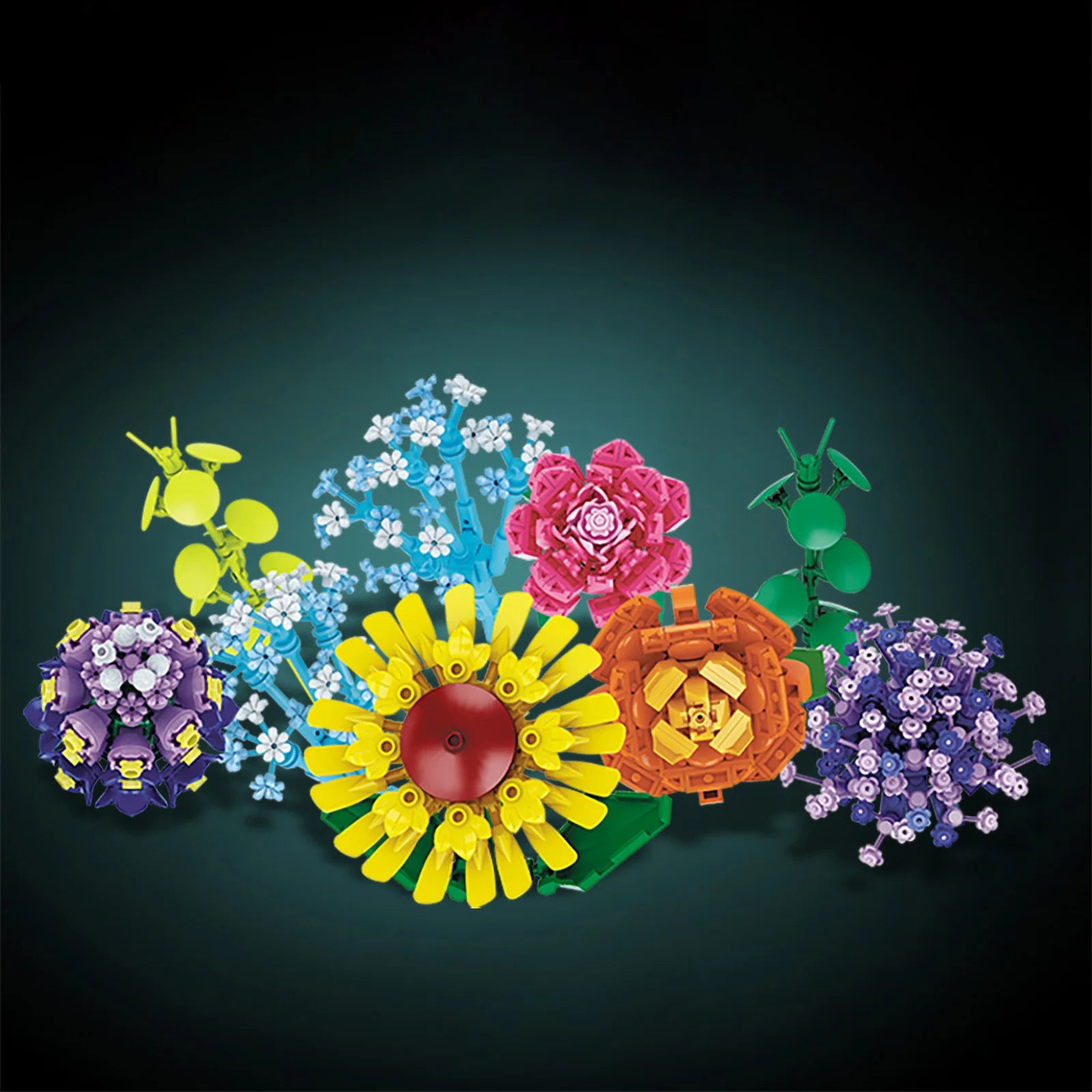 1853PCS Flower Bouquet Building Blocks with Vase