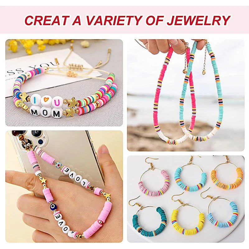 Rainbow Color Clay Beads Bracelet Making Kit