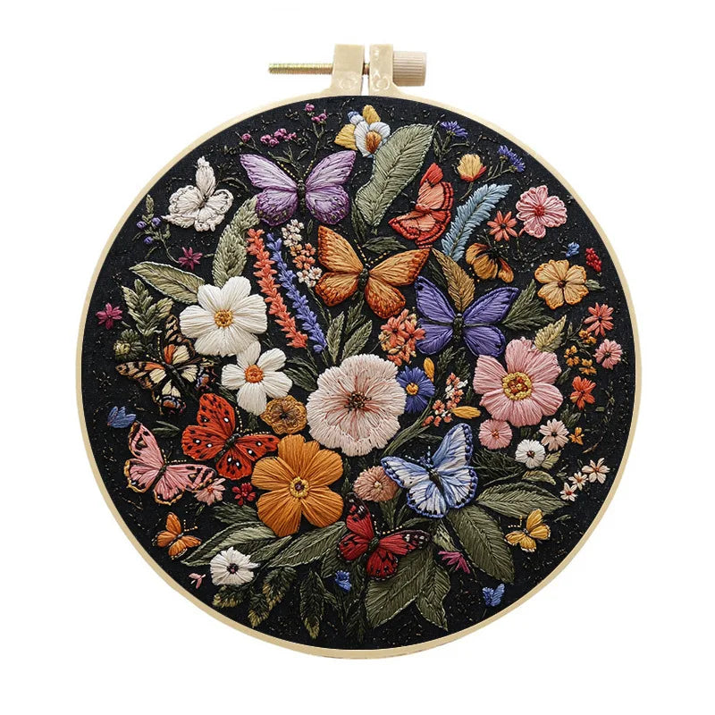 Flower & Butterfly Embroidery Kit for Beginners
