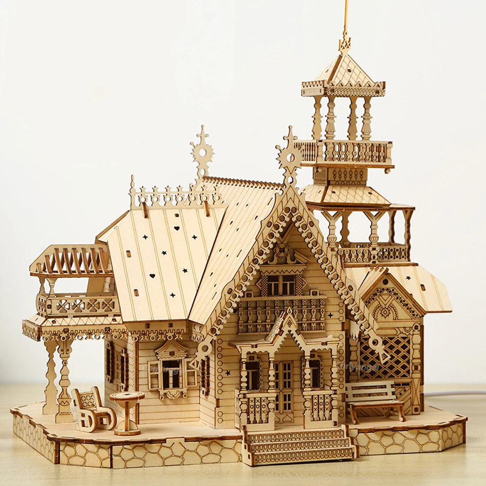 DIY Villa 3D Wooden Model Kit with Light