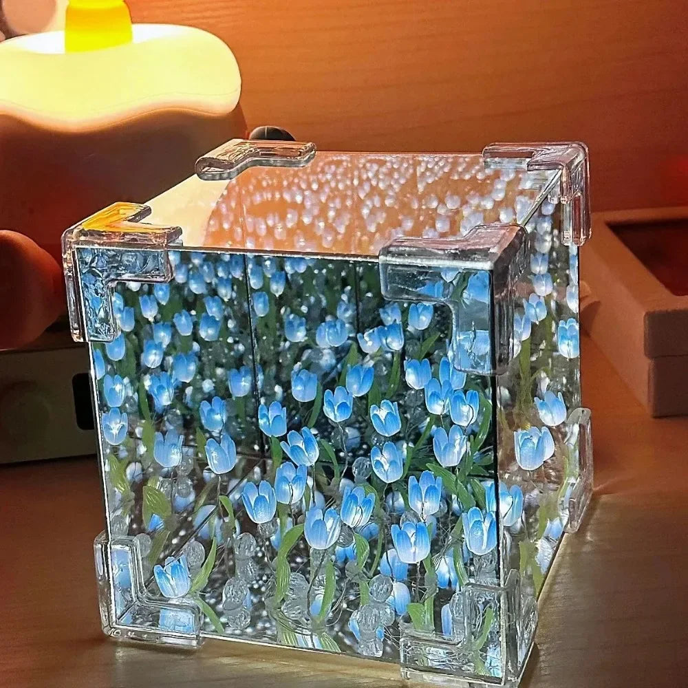 DIY Tulip Mirror Cube Night Lamp