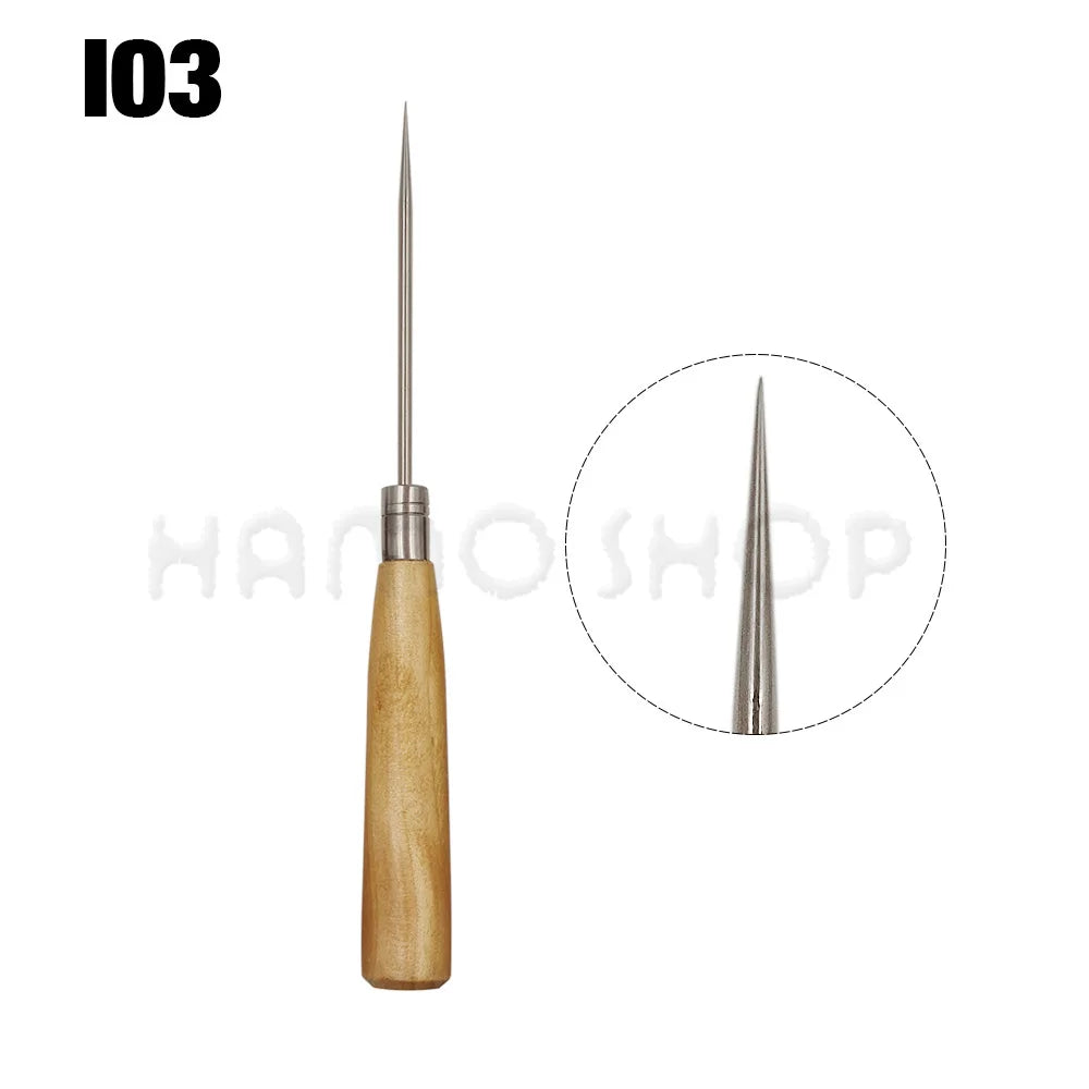 Wooden Handle Awl Sewing Stitching Tool