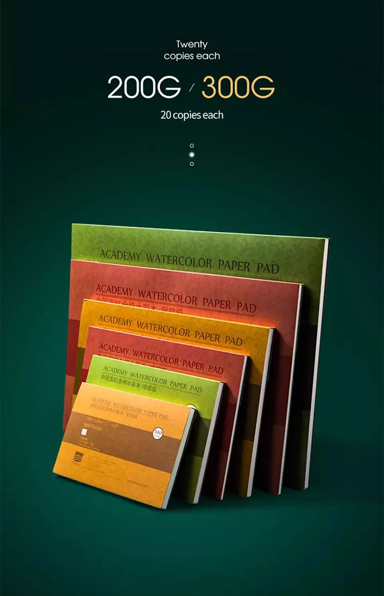 100% Cotton Watercolor Paper Pad, 300gsm/200gsm