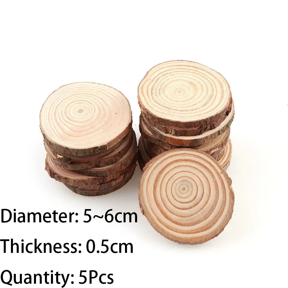 Natural Pine Wood Slices with Bark