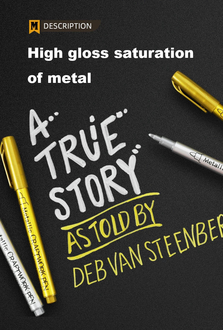 Metallic Brush Marker Pens – Gold & Silver