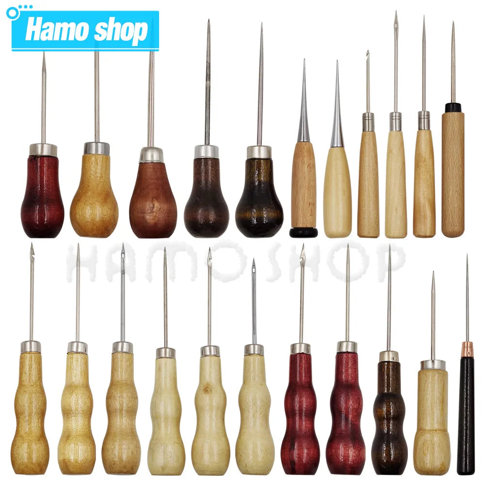 Wooden Handle Awl Sewing Stitching Tool