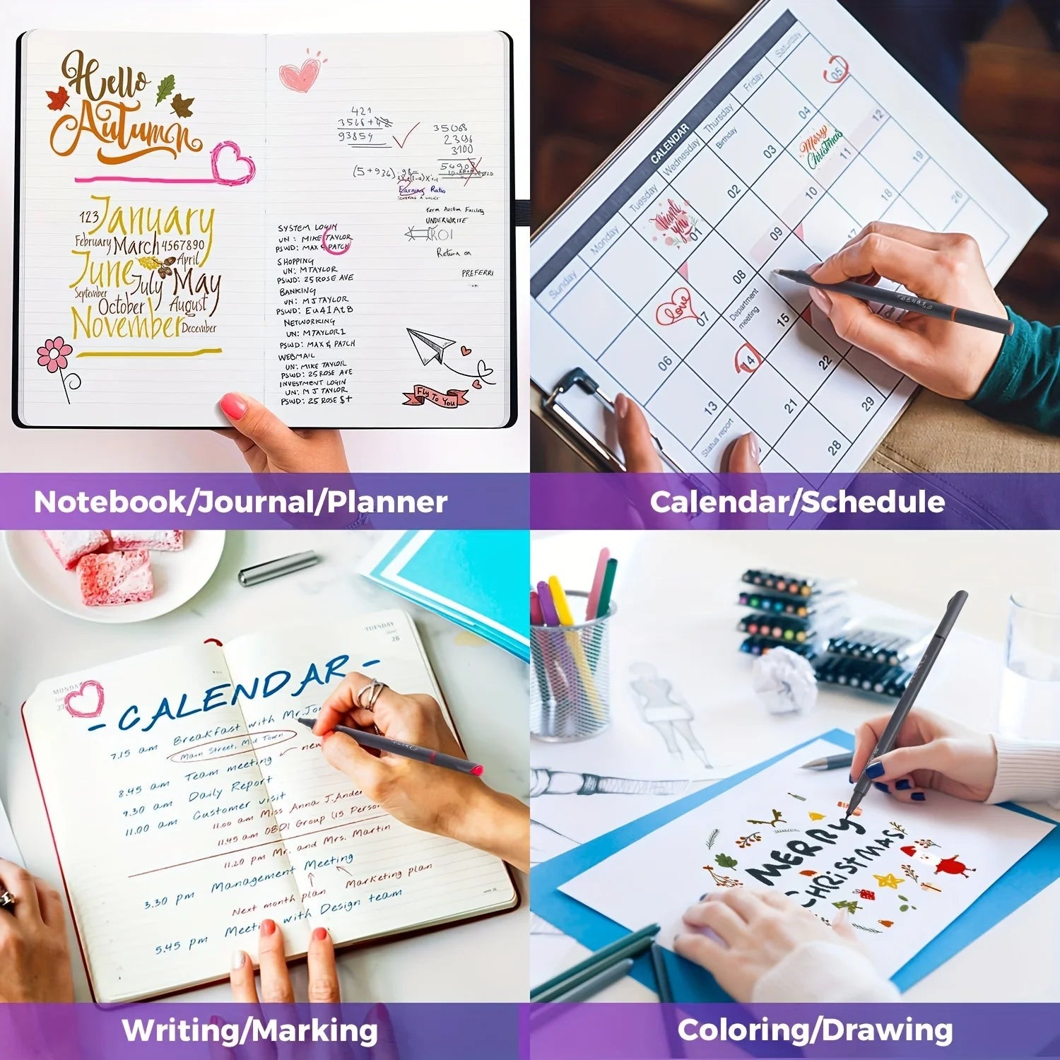 12-100pcs Colorful Line Drawing Pen Set