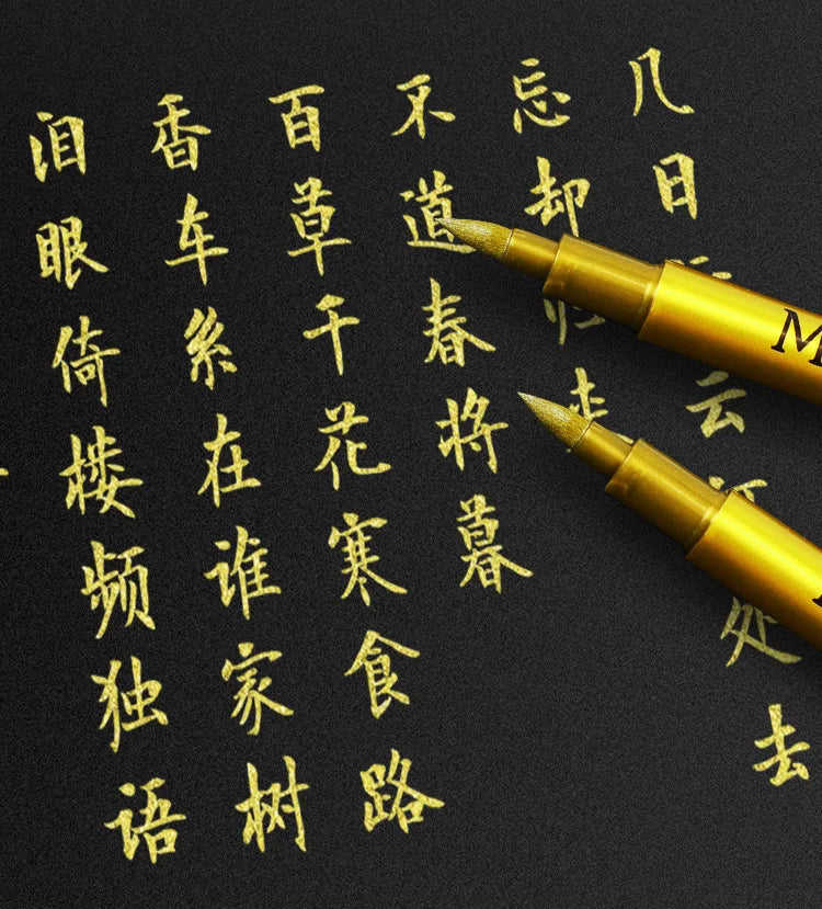 Metallic Brush Marker Pens – Gold & Silver